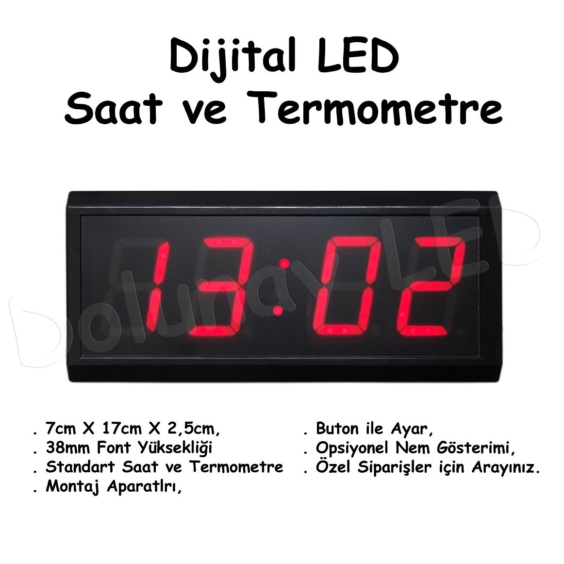 Dijital LED Saat Termometre 38mm