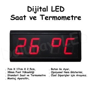 Dijital LED Saat Termometre 38mm