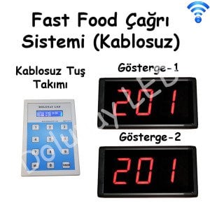 Fast Food Çağrı Sistemi 2 Gösterge (Kablosuz)