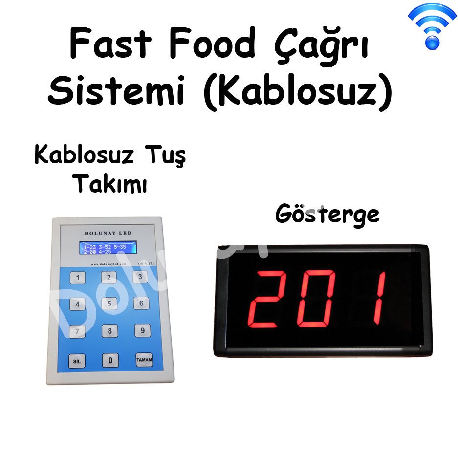 Fast Food Çağri Sistemi Tek Gösterge (Kablosuz)