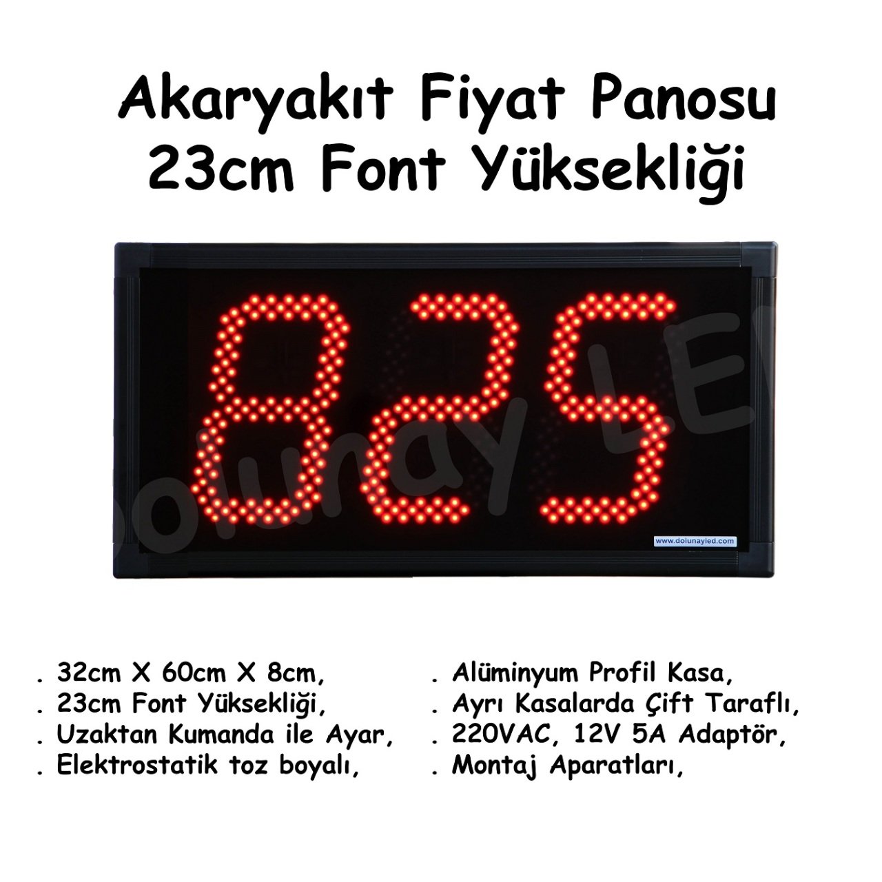 Akaryakıt Fiyat Panosu 23cm Font, Çift Taraflı