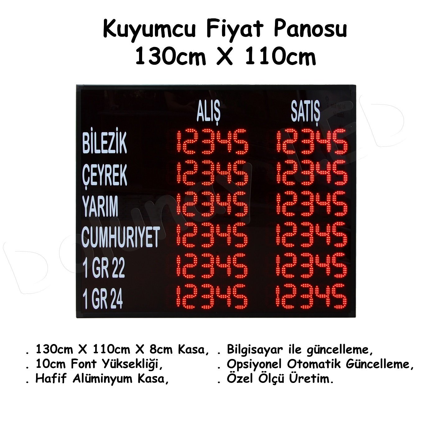 Kuyumcu Fiyat Panosu 130cm x 110cm