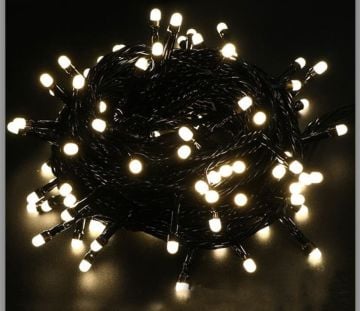 5mt Boncuk Lamba Gün Işığı 8 Fonksiyon 100 Led Fişli Uzatma Kablolu siyah kablo