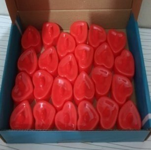 Led Işıklı Kalp Şekilli Kırmızı Mum 24'lü Paket