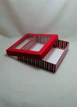20x20x5 cm Çizgili Asetat Pencereli Hediyelik Karton Kutu