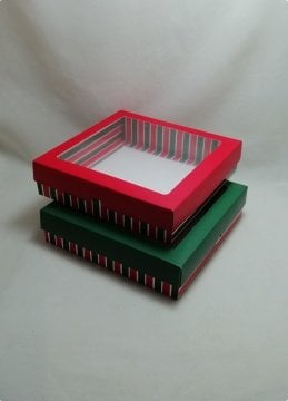20x20x5 cm Çizgili Asetat Pencereli Hediyelik Karton Kutu