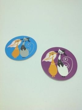 20 li Decota kedi figürlü Sticker (oval sticker)