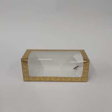 8X8X21 Cm Altın Yaldızlı Pencereli Hediyelik Havlu Kutu