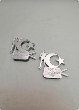 Ayyıldızlı asker pleksi ayna (5*5 cm )