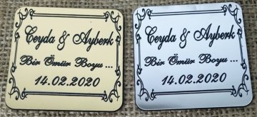 Zemin siyah kenarları desenli KARE  pleksi (5*5 cm)