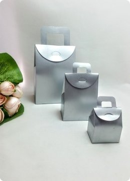 50 Li Selefonlu Karton Minik Çanta (Gümüş)