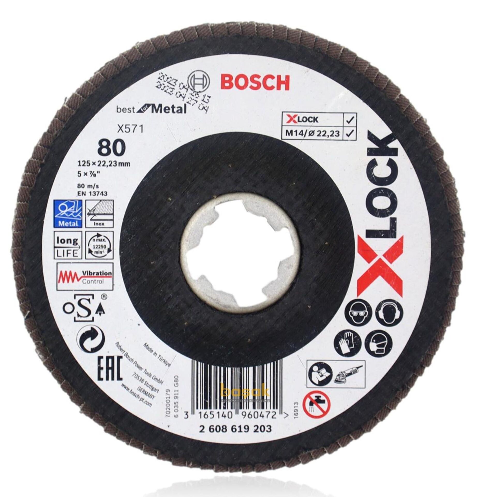 Bosch X-LOCK 125 mm 80 Kum Best Serisi Metal Flap Disk 2608619203