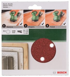 Bosch Eksantrik Zımpara Kağıdı 150 mm 6 Delikli 6'lı Set 2609256A35