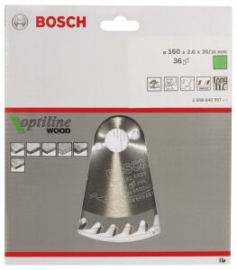 Bosch Optiline Ahşap 160x20/16mm 36 Diş Daire Testere Bıçağı 2608640597