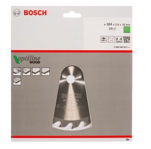 Bosch Optiline Ahşap 184x16 mm 24 Diş Daire Testere Bıçağı 2608640817