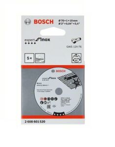 Bosch 76x1x10mm Inox Kesme Diski (5'li pkt) GWS 12V-76 için 2608601520