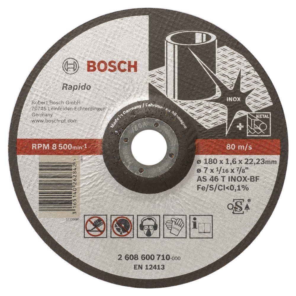 Bosch 180x1,6mm Expert Inox Kesme Taşı Rapido Bombeli 2608600710