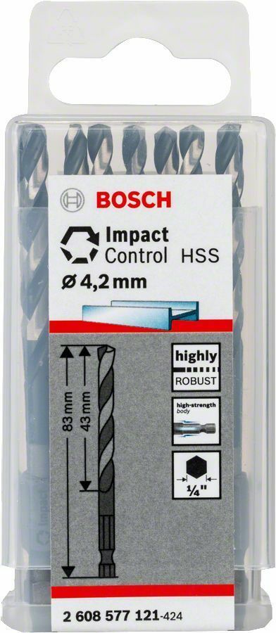 Bosch Impact HSS 4,2x83mm 10'lu 1/4'' Altıgen Matkap Ucu 2608577121