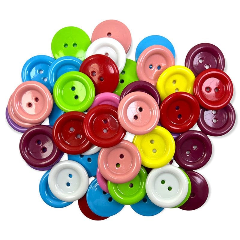 60 Boy Renkli Eğitici Düğme (3,8cm) (100 Adet)