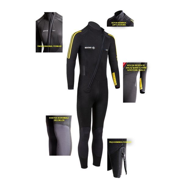 BEUCHAT Elbise 1DIVE 5 mm Erkek, Önden Fermuarlı