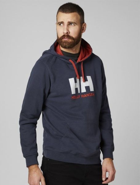 HH HH LOGO HOODIE GRAPHITE BLUE