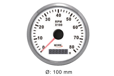 DEVİR GÖSTERGESİ 8000 RPM 12/24 V BEYAZ