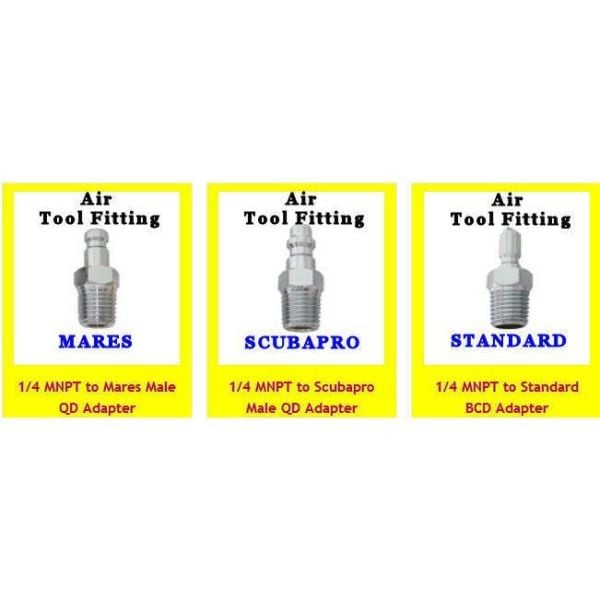 KRAKEN BC Adaptör AD22, Power Standart, Inflator hortumu için kolay bağlantı adaptörü 1/4'' NPT Dişi