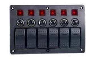 6’li Switch Panel Otomatik Sigortalı ve IŞIKLI › Ölçüler: 182 x 120 x 54 mm