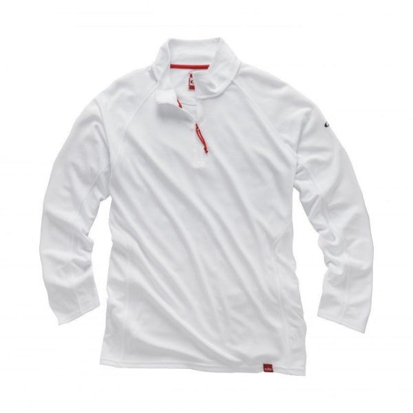 Erkek UV Zıp Neck Top Uzun Kol Arctic White
