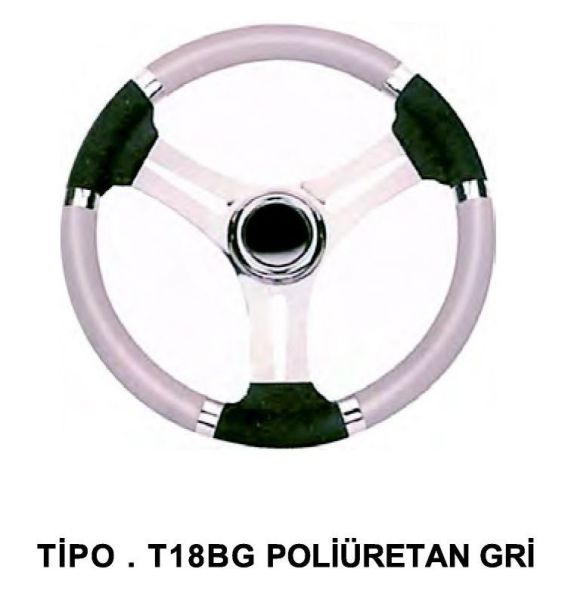 Dümen Simidi 35 cm.- Tipo. T18BG Poliüretan Gri