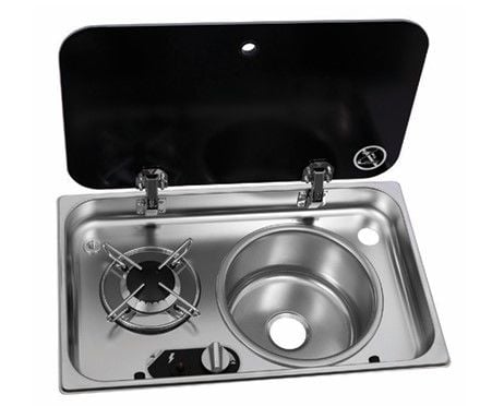 Navy Load Cam Kapakl› Ocak ve Sol  Evye NL24001