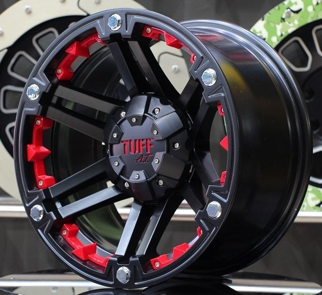 Tuff T-01 17X9.0 6X114.3  ET-10 Mat Black / Red İnserts