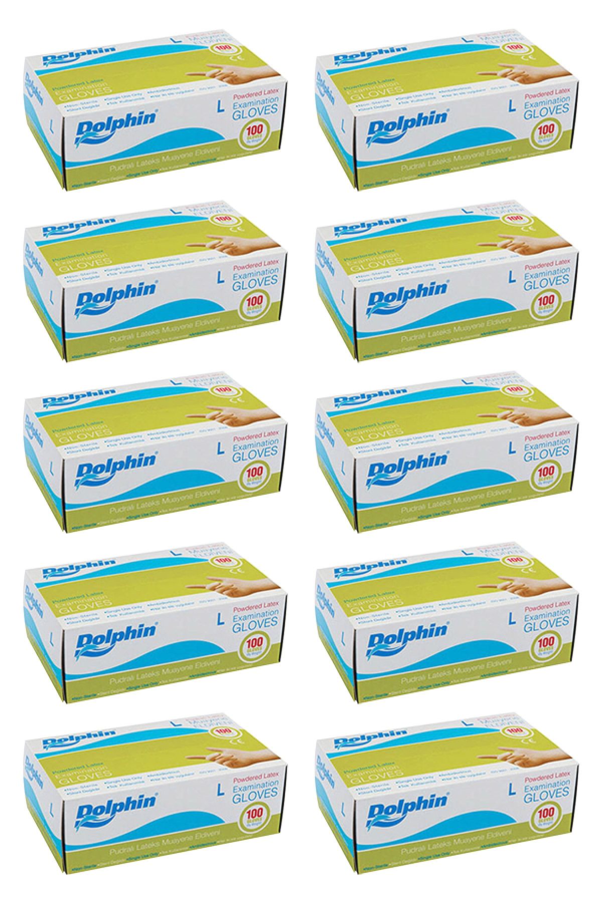 DolphinDolphin Beyaz Lateks Eldiven Pudralı L 100 Adet x 10 Paket