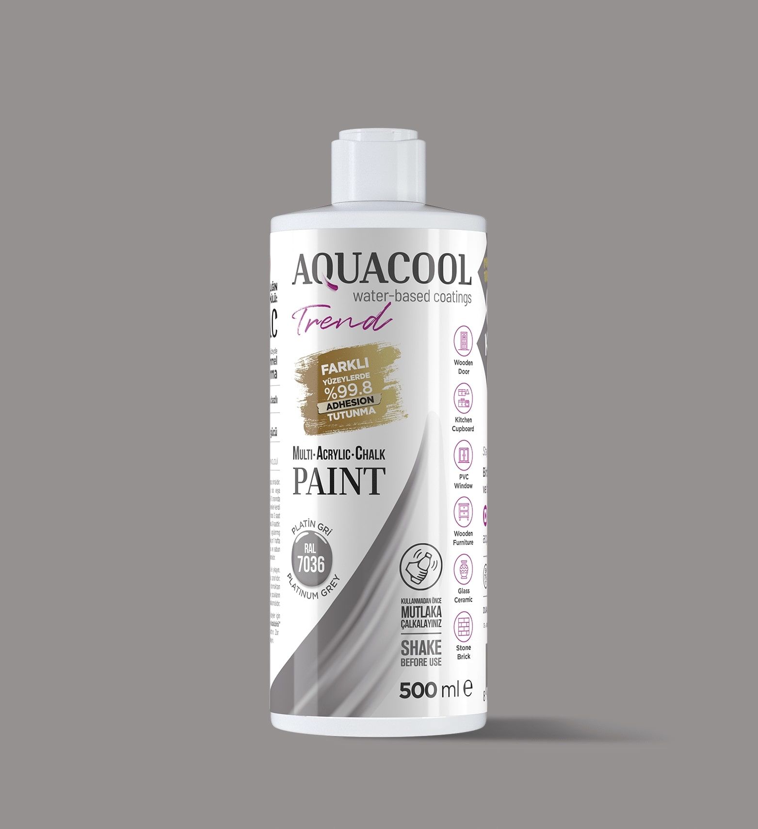 Aquacool Trend MAC Boya 500ml RAL 7036 Platin Gri