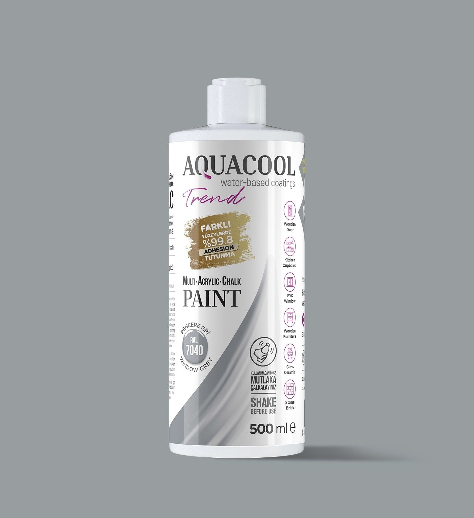 Aquacool Trend MAC Boya 500ml RAL 7040 Pencere Gri