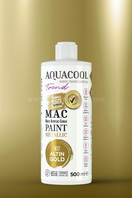 Trend M.A.C Su Bazlı Akrilik Vernikli Lake Metalik 902 Altın  Boya 120 ml