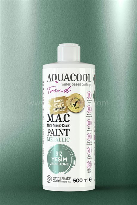 Trend M.A.C Su Bazlı Akrilik Vernikli Lake Metalik 912 Yeşim Boya 120 ml