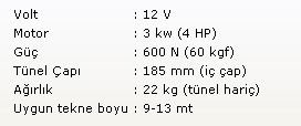 Başpervane 60Kgf 12V