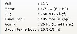 Başpervane 75Kgf 12V