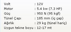 Başpervane 95Kgf 12V