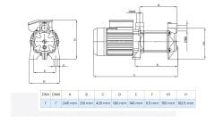 Wilo MSH 305M Yatay Kademeli Santrifüj Pompa 1.5 Hp 6 Bar 5 m³/h
