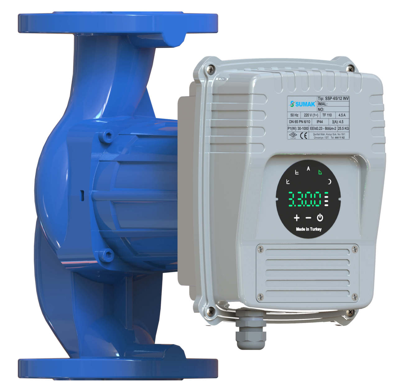 Sumak SSP65/8 INV Frekans Konvertörlü Sirkülasyon Pompası 9 mss 42 m³/h