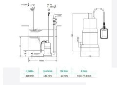 Wilo Drain 10.7 Az Kirli Su Drenaj Dalgıç Pompa 10 Mt. Kablolu Flatörlü 8 mss 9 m³/h 220 Volt