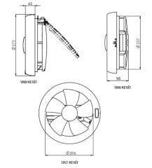 Aircol 200 K Kapaklı Aksiyel Fan / Aspiratör 520 m³/h