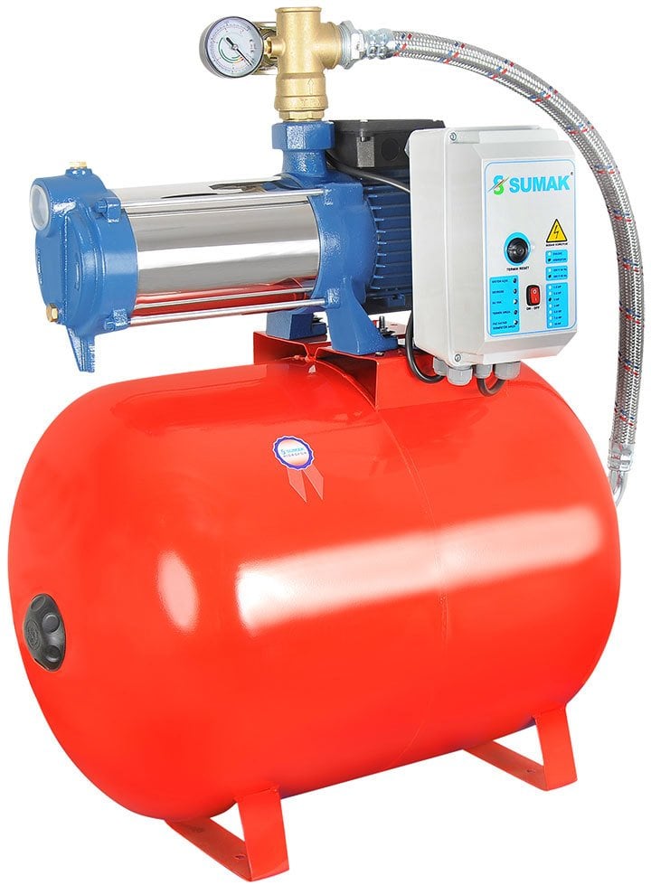 Sumak SYMTH12-300/6 Yatay Kademeli Bina Hidroforu 100 Lt Tanklı 10 Kat 32 Daire 380 Volt 3 Hp