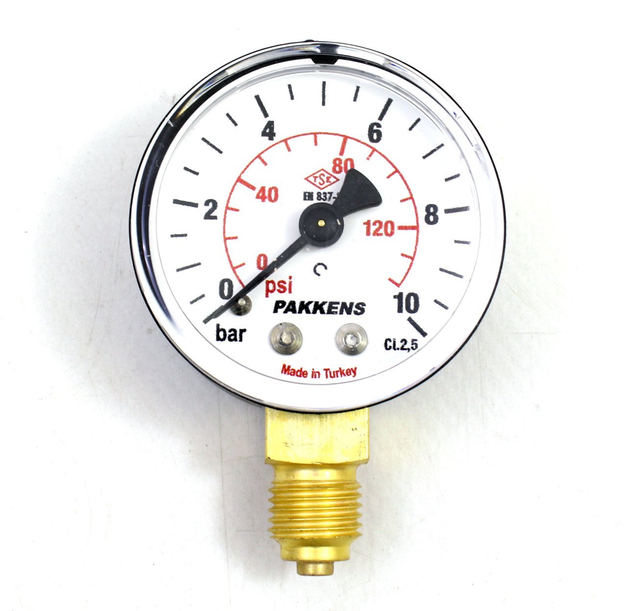 Pakkens Çap 50 0/10 Bar Kuru Tip Basınç Ölçer, Manometre, Basınç Göstergesi 1/4 inch