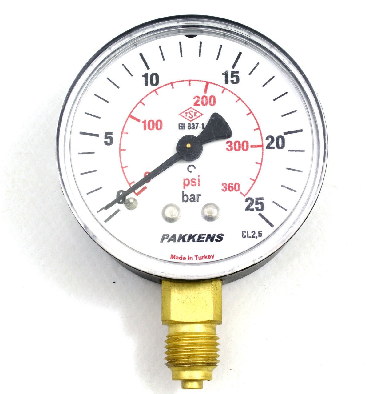 Pakkens Çap 50 0/25 Bar Kuru Tip Basınç Ölçer, Manometre, Basınç Göstergesi 1/4 inch