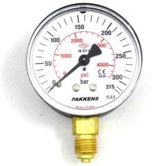 Pakkens Çap 50 0/315 Bar Kuru Tip Basınç Ölçer, Manometre, Basınç Göstergesi 1/4
