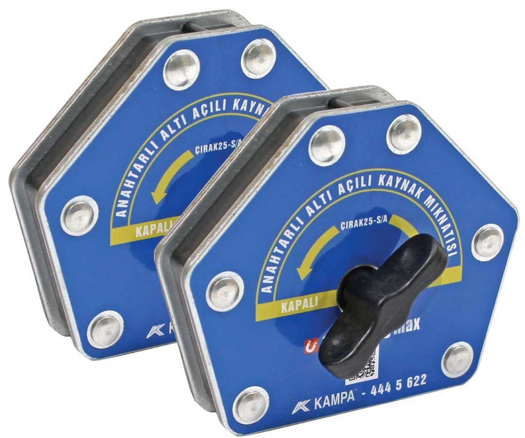 Çırak-25M/A Manyetik Kaynak Gönyesi 2 ADET On-Off Anahtarlı 6 Açılı, 15-25 Kg Kaynak Tutucu Mıknatıs