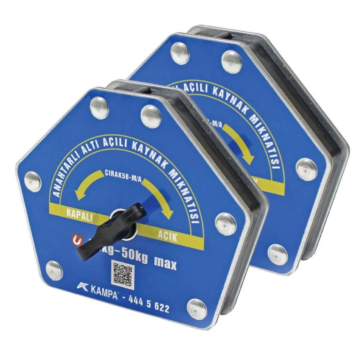 Çırak-50M/A Manyetik Kaynak Gönyesi 2 ADET  On-Off Anahtarlı 6 Açılı, 35-50 Kg Kaynak Tutucu Mıknatıs